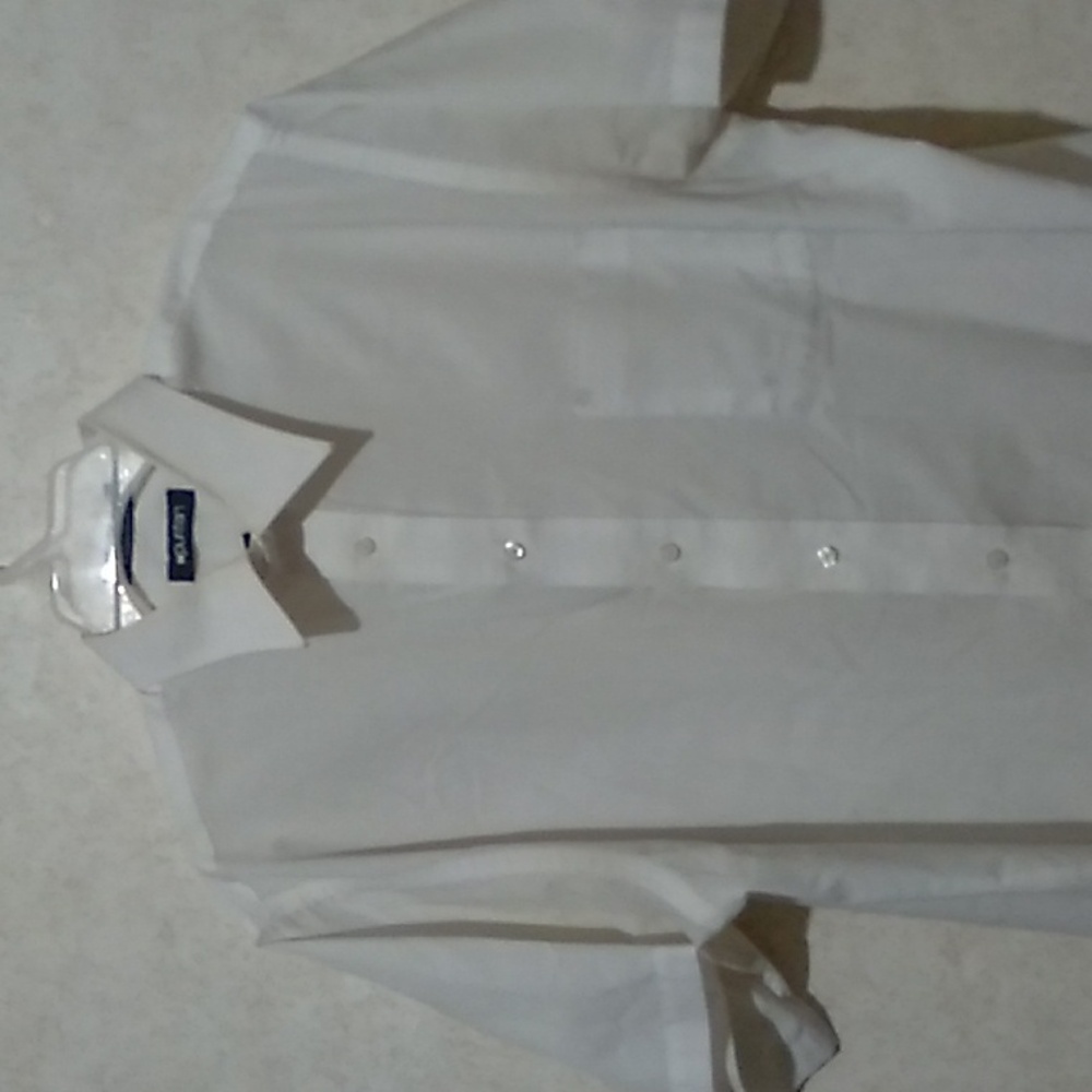Puritan button down short sleeve white dress shirt size 17-17.5/XL